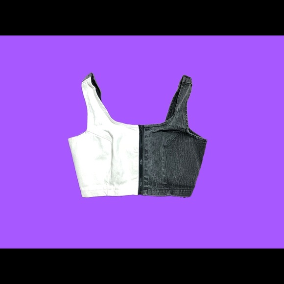 Vintage 90s denim zip up crop top size medium - Picture 2 of 3